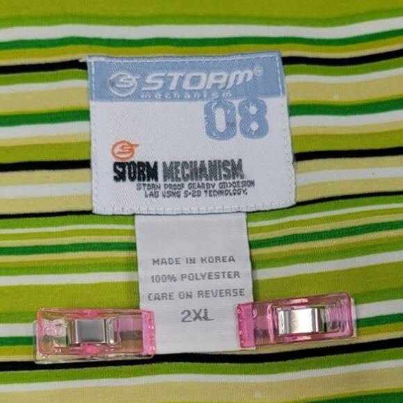 Storm Mechanism Mens 2XL 100% Polyester Striped Short Sleeve Button Up Shirt - Picture 4 of 4